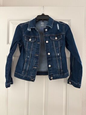 Dark Blue Distressed Denim Girls Jacket
Size 10/12